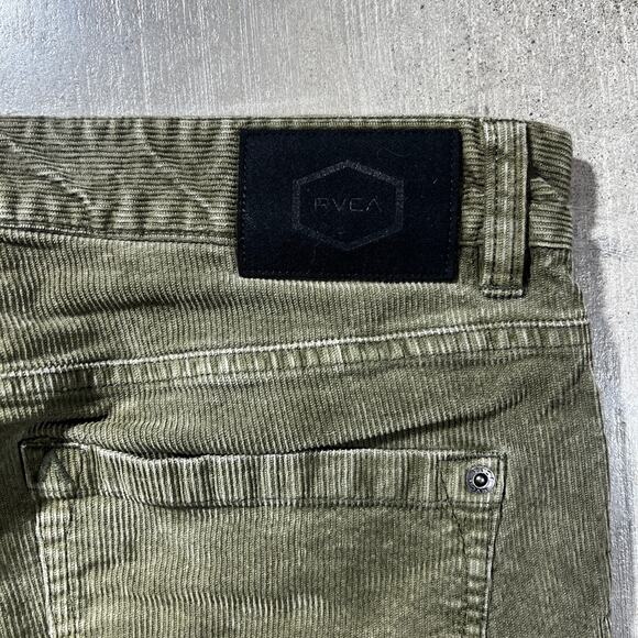 RVCA Daggers Fit Corduroy Pants Olive Green Size 32 Slim Straight - Picture 5 of 7
